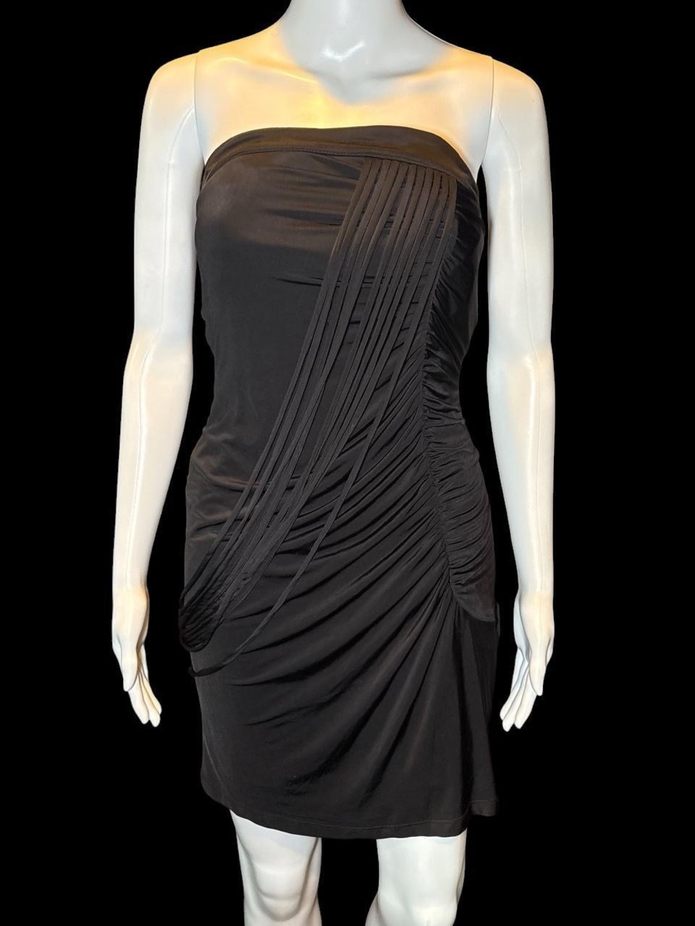 XOXO Strapless Black Draped Ruched Cocktail Dress